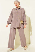 Stone Striped Modal 2 Piece Set in Mink