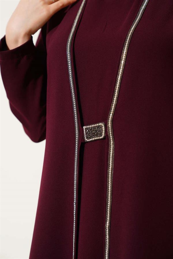 Stone Row Detailed 2 Piece Set Burgundy