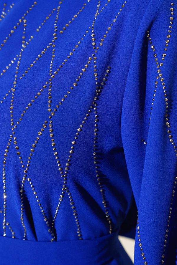 Stone Embellished Dress Saxe