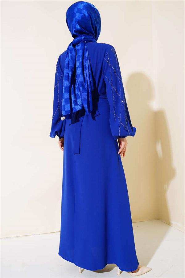 Stone Embellished Dress Saxe