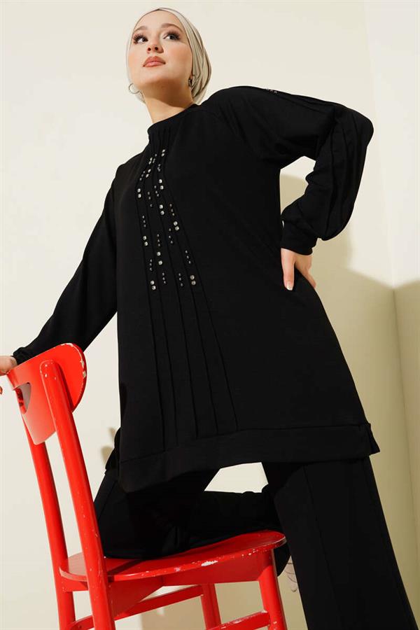 Stone Embellished Loysha 2 Piece Set Black