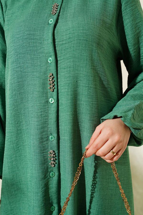 Stone Embellished Long Tunic 2 Piece Set Benetton