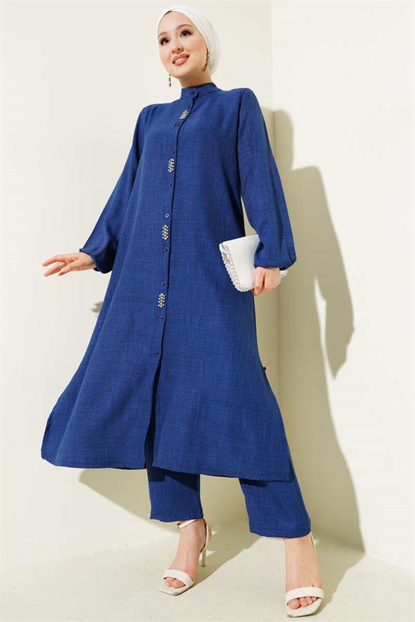 Stone Embellished Long Tunic 2 Piece Set Parliament