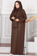 Hijab Prayer Dress with Carrying Bag Brown