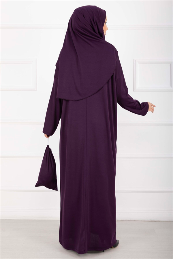 Purple Hijab Prayer Dress with Carrying Bag