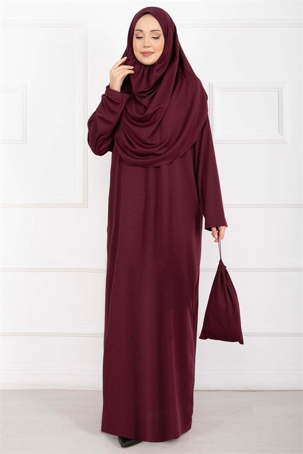 Hijab Prayer Dress with Carrying Bag (Shar-colored)