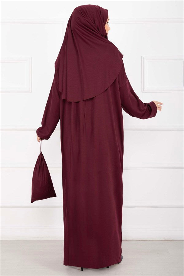 Hijab Prayer Dress with Carrying Bag (Shar-colored)