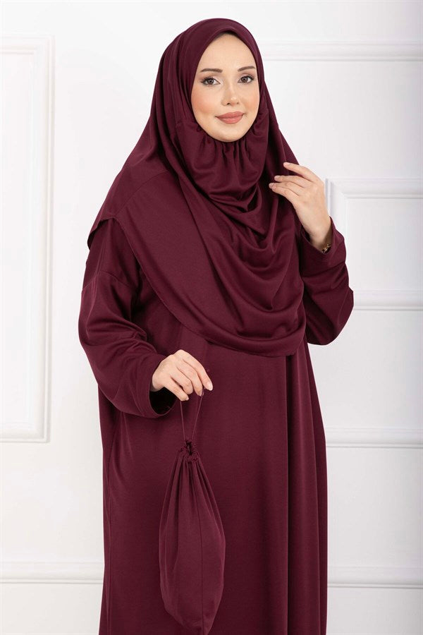 Hijab Prayer Dress with Carrying Bag (Shar-colored)