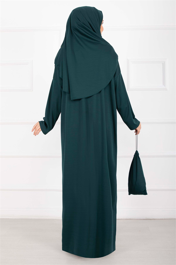 Emerald Hijab Prayer Dress with Carrying Bag