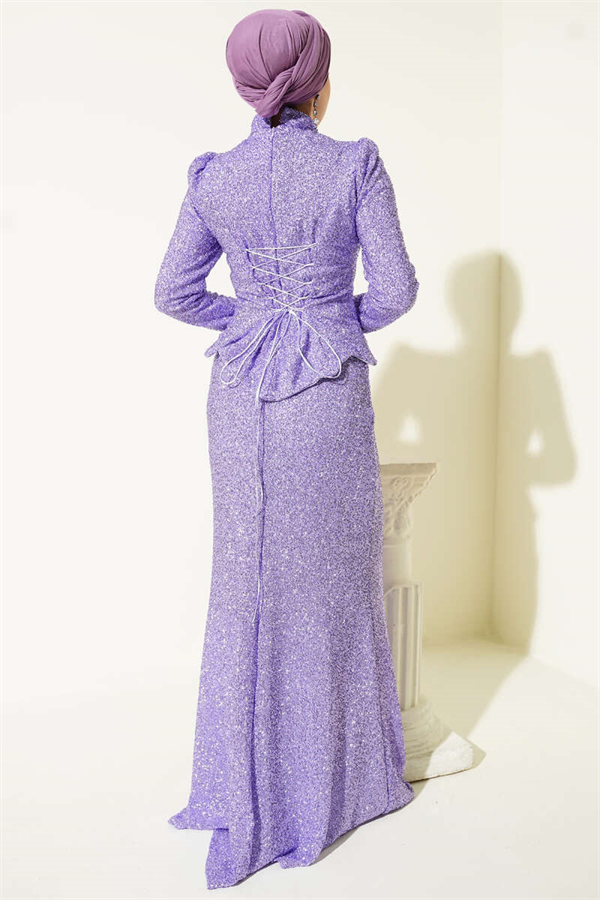 Embellished Fishtail Model Evening Dress 2 Piece Set in Lilac
