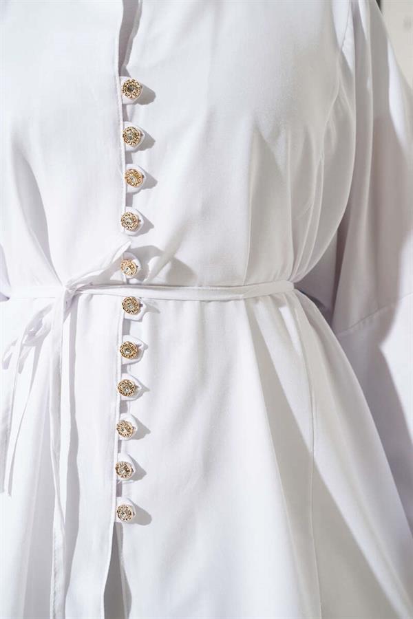 Stoned Brit Buttoned Terikoton Shirt White
