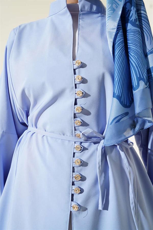 Stoned Brit Buttoned Terikoton Shirt Ice Blue