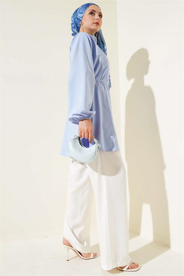 Stoned Brit Buttoned Terikoton Shirt Ice Blue