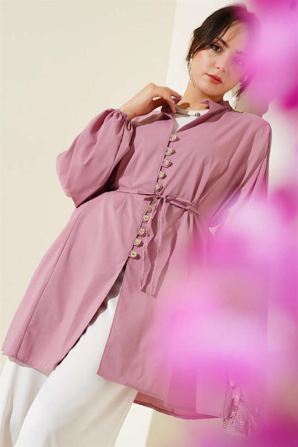 Stoned Brit Buttoned Tericoton Shirt Powder