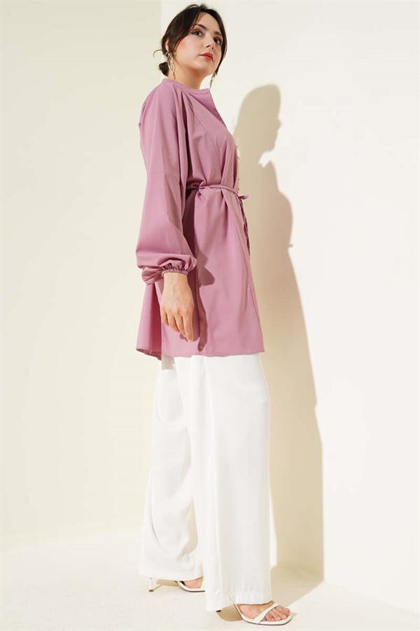 Stoned Brit Buttoned Tericoton Shirt Powder