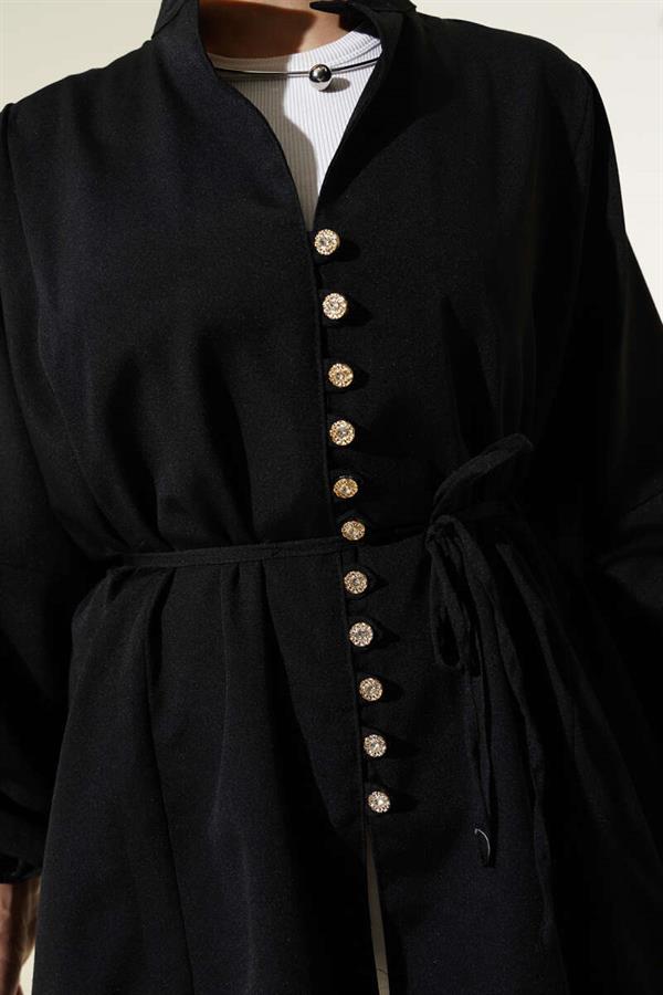 Stoned Brit Buttoned Terikoton Shirt Black