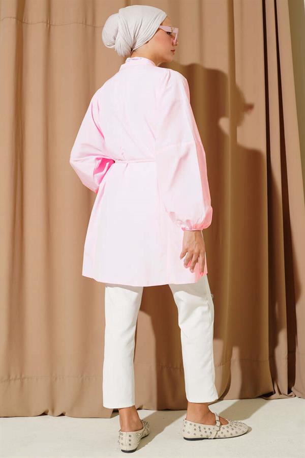 Stoned Brit Buttoned Terikoton Shirt Dusty Pink