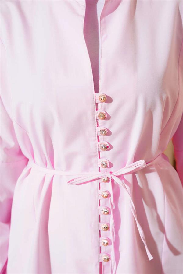 Stoned Brit Buttoned Terikoton Shirt Dusty Pink
