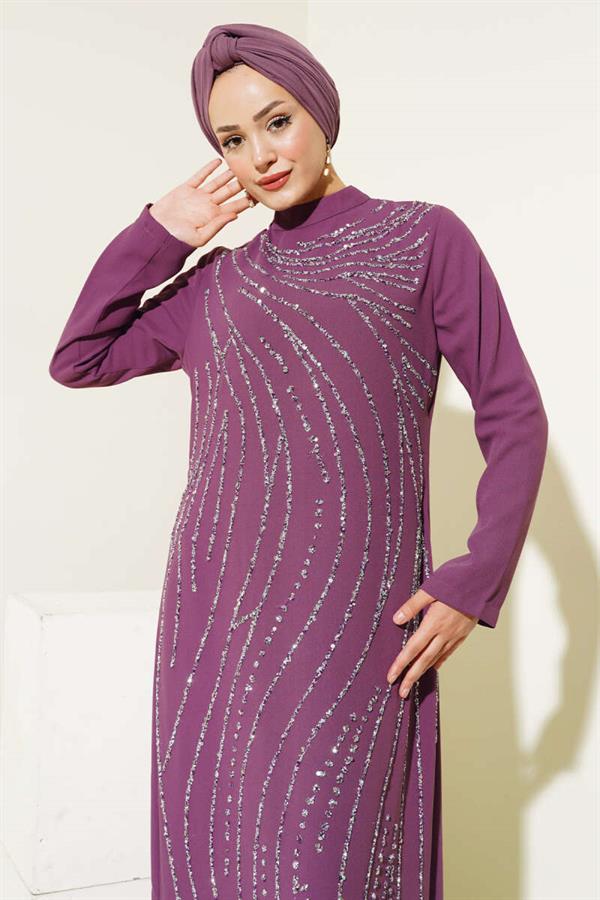 Stoned Plus Size Evening Dress Magenta