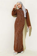Stoned Plus Size Evening Dress Tan