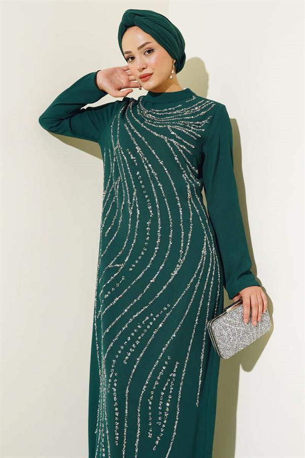 Stoned Plus Size Evening Dress Emerald