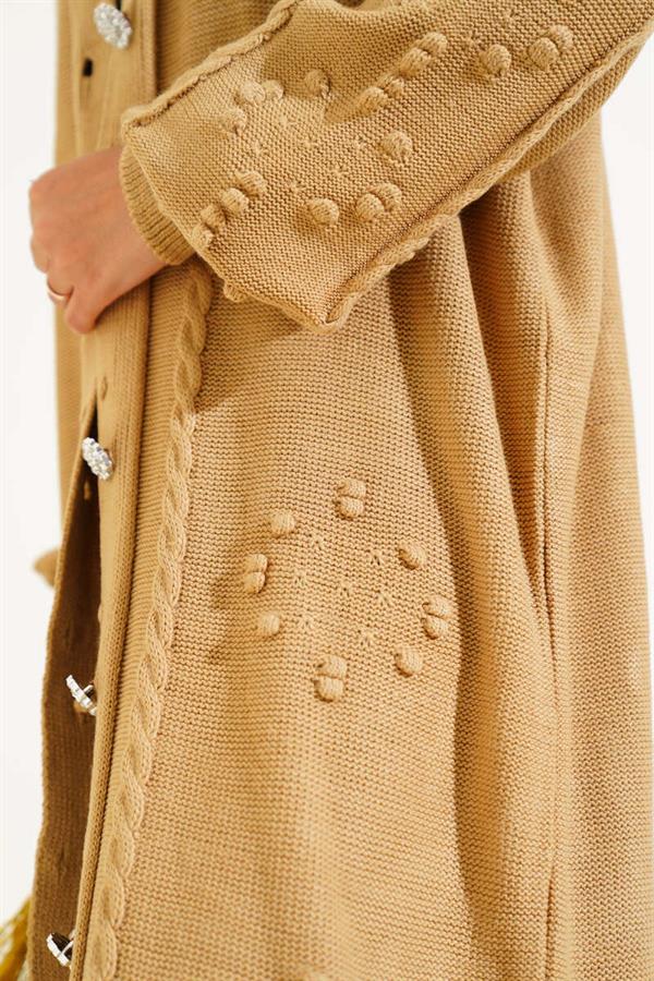 Stoned Buttoned Knit Cardigan Latte