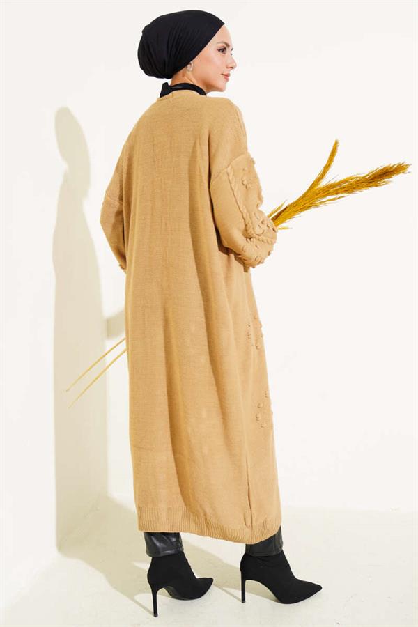 Stoned Buttoned Knit Cardigan Latte