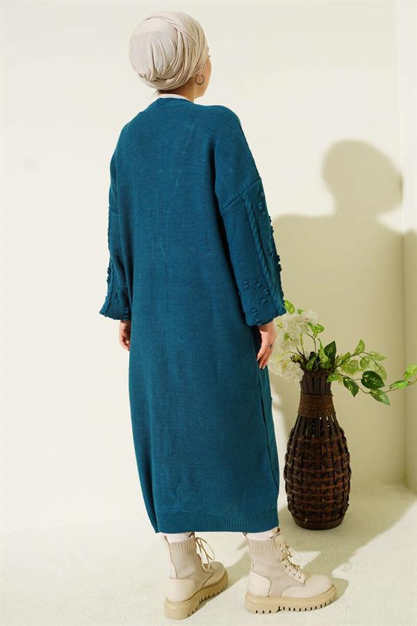 Stoned Buttoned Knit Cardigan Petrol