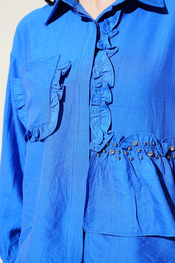 Stoned Ruffle Skirted 2 Piece Set Saxe