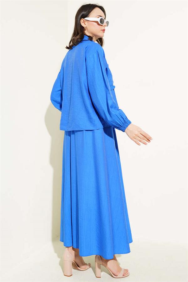 Stoned Ruffle Skirted 2 Piece Set Saxe