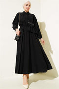 Stoned Ruffle Skirted 2 Piece Set Black
