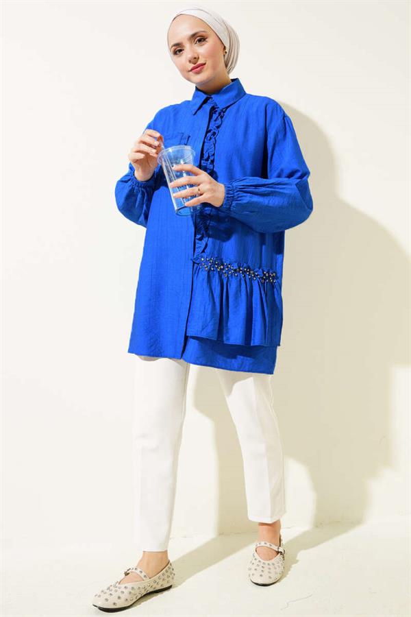 Stoned Ruffle Shirt Saxe