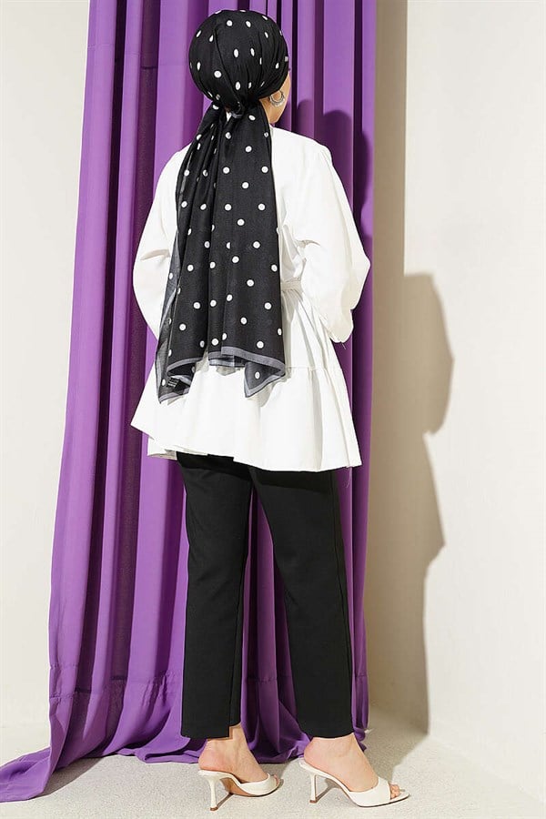White Layered Shirt with Rhinestone Belt Buckle