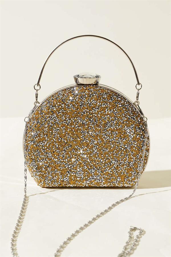 Stoned Oval Evening Bag Yellow