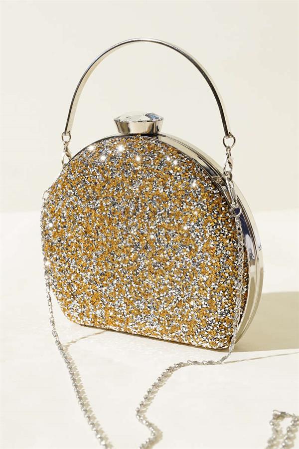 Stoned Oval Evening Bag Yellow