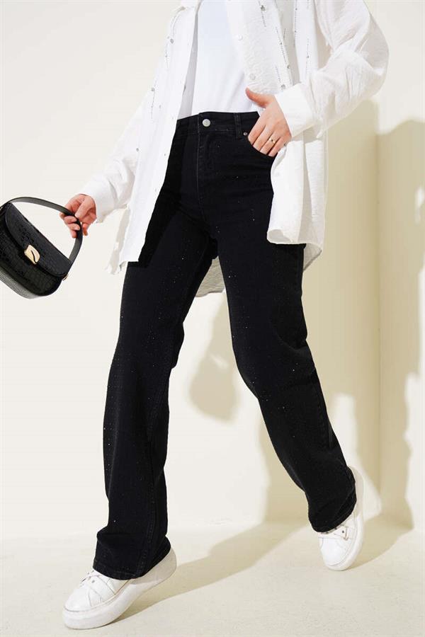 Stoned Palazzo Jeans Smoked