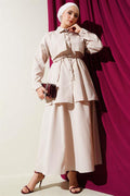 Stoned Cape and Skirt 2 Piece Set Beige