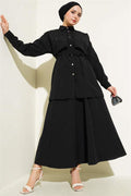 Stoned Cape and Skirt 2 Piece Set Black