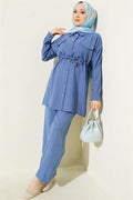 2 Piece Set with Faux Stone Pocket Flap, Indigo