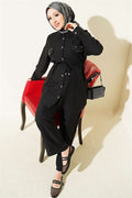 2 Piece Set with Rhinestone Faux Pocket Flaps, Black