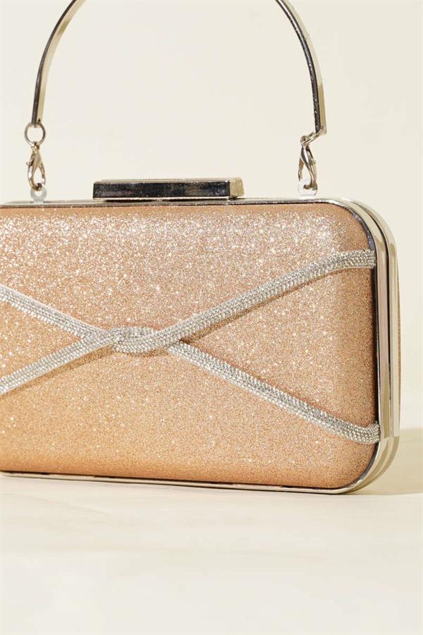 Stoned Striped Evening Bag Copper
