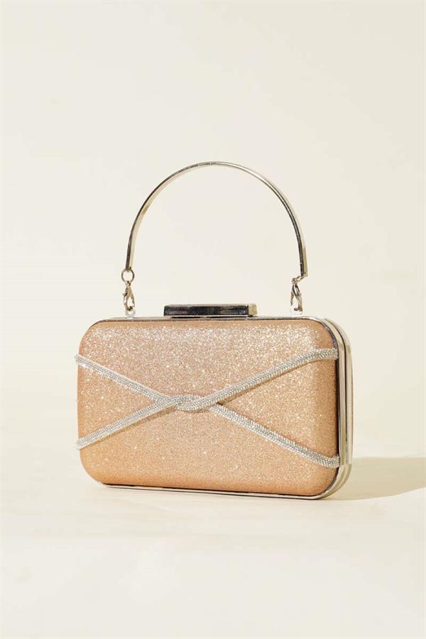 Stoned Striped Evening Bag Copper