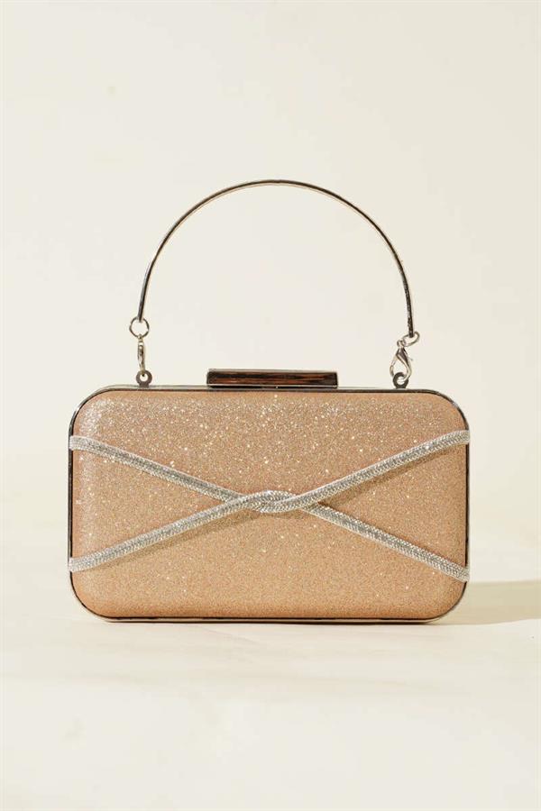 Stoned Striped Evening Bag Copper