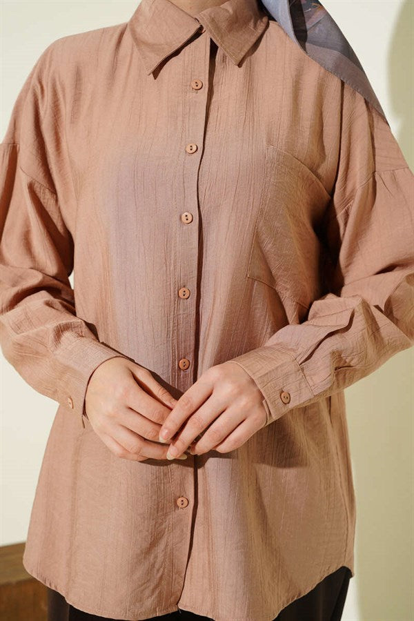 One-Pocket Drop Shoulder Shirt Latte