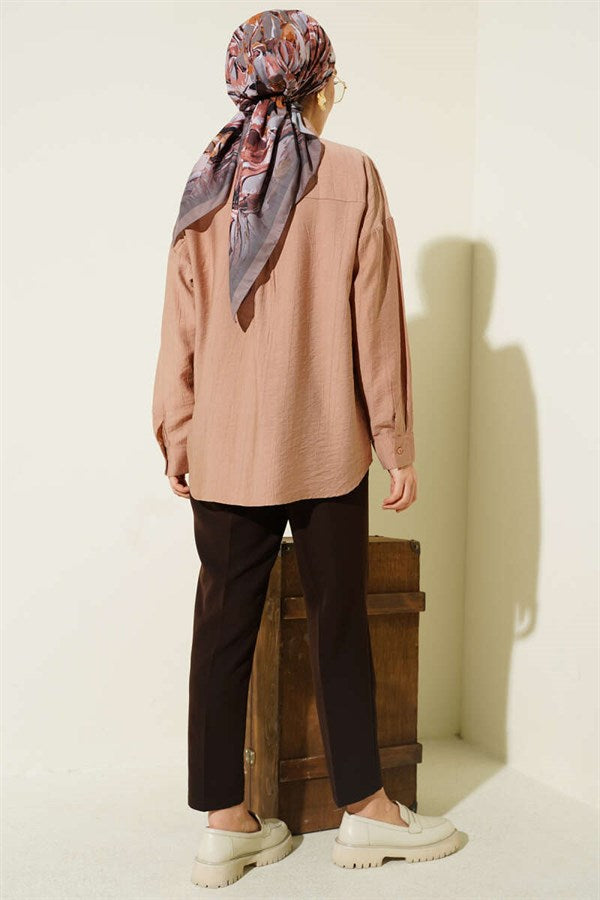 One-Pocket Drop Shoulder Shirt Latte