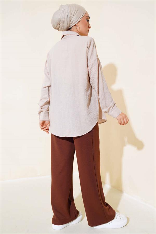 Single Pocket Linen Shirt Beige