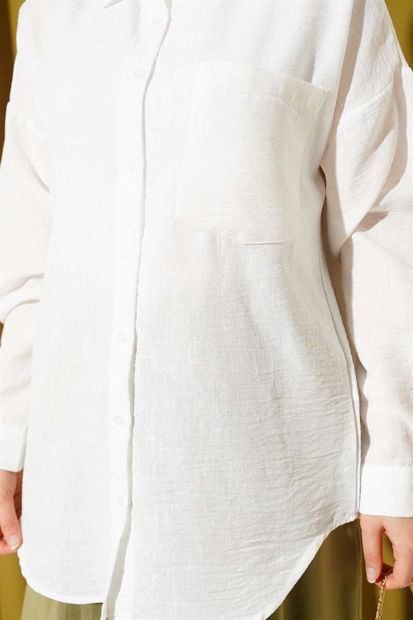 Single Pocket Linen Shirt, Ecru