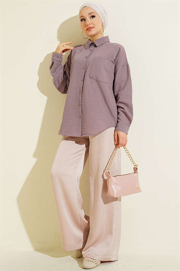 Single Pocket Linen Shirt Lilac