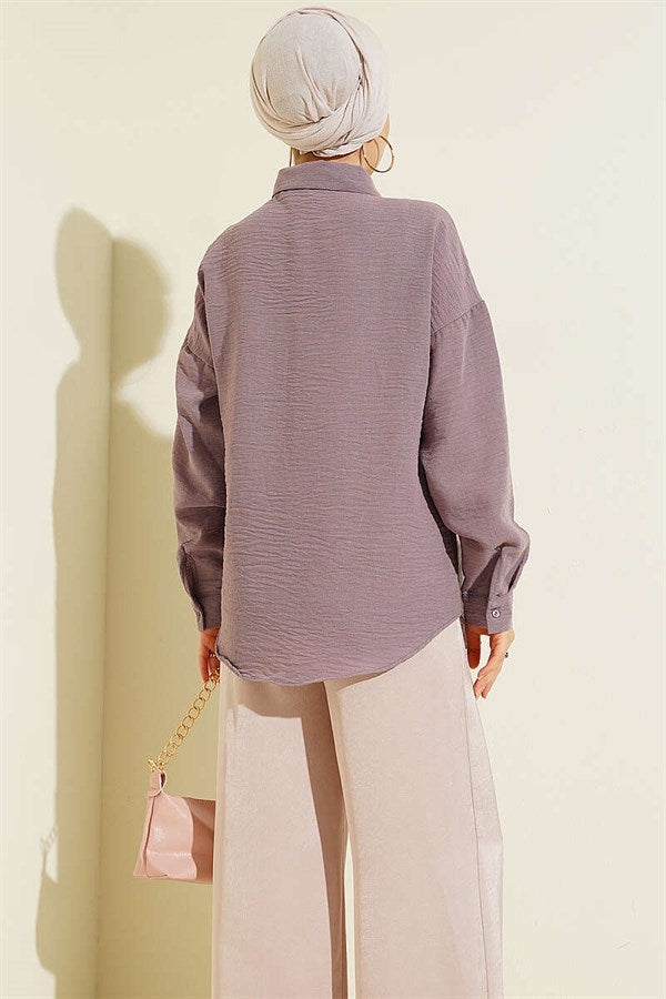 Single Pocket Linen Shirt Lilac