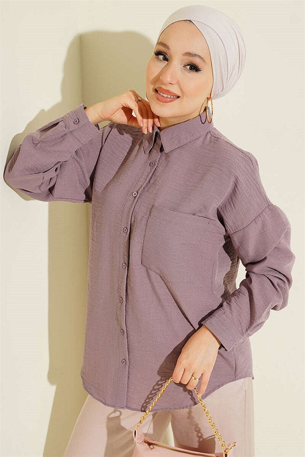 Single Pocket Linen Shirt Lilac